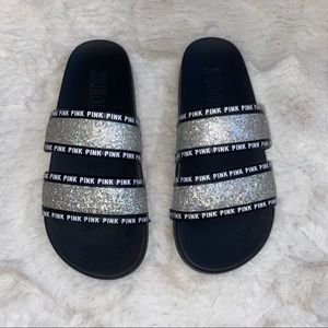 VS PINK Silver Slides✨